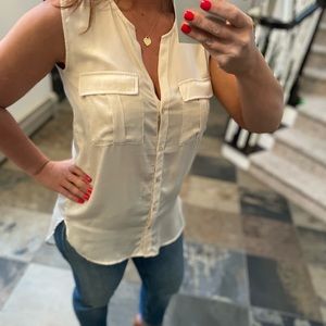H&M button down cream blouse